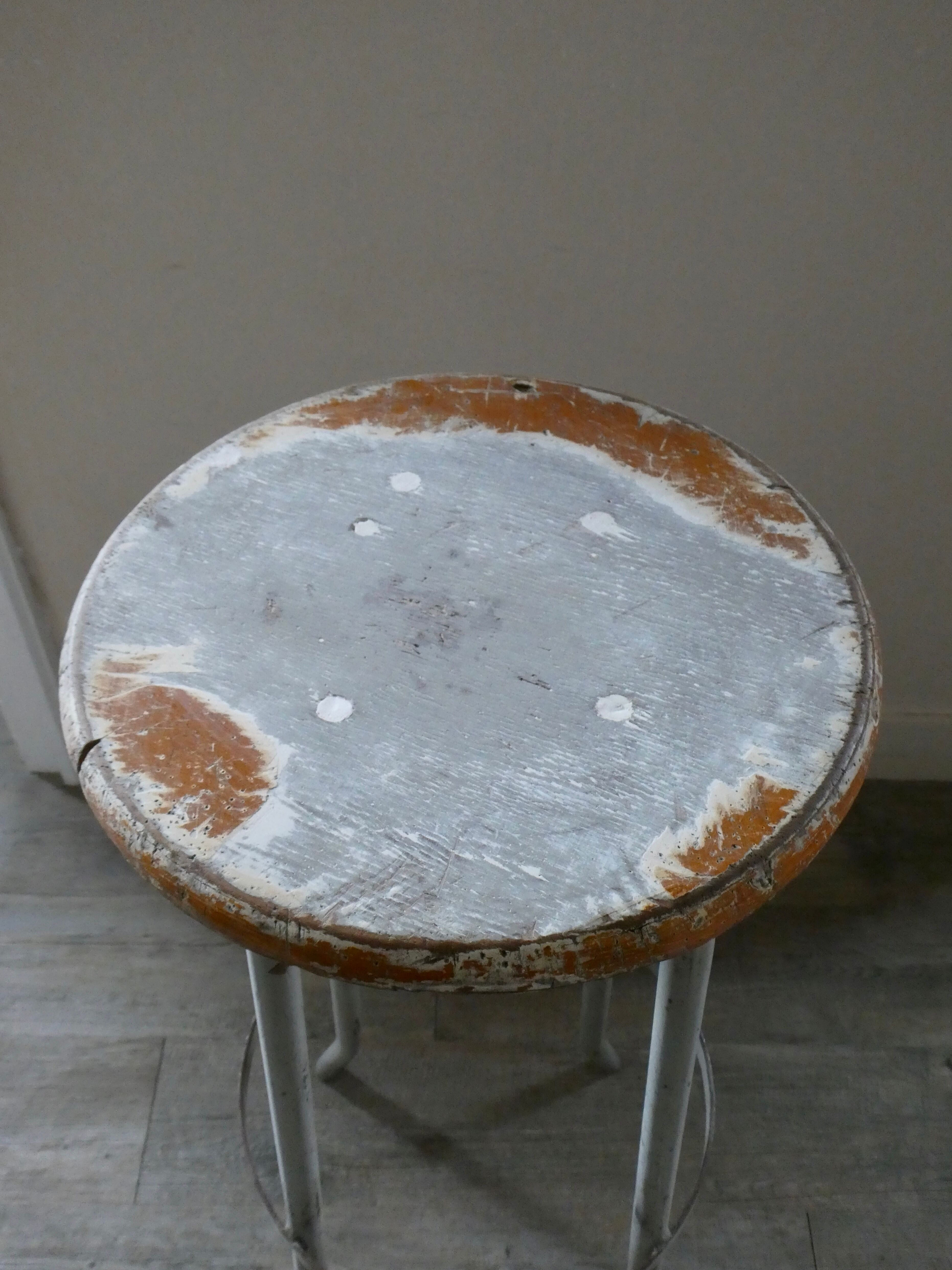 Wooden and metal high stool, 1960s