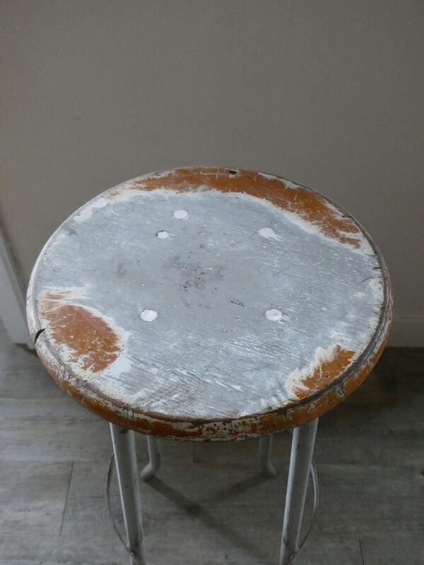 Tabouret haut en bois et métal, années 60