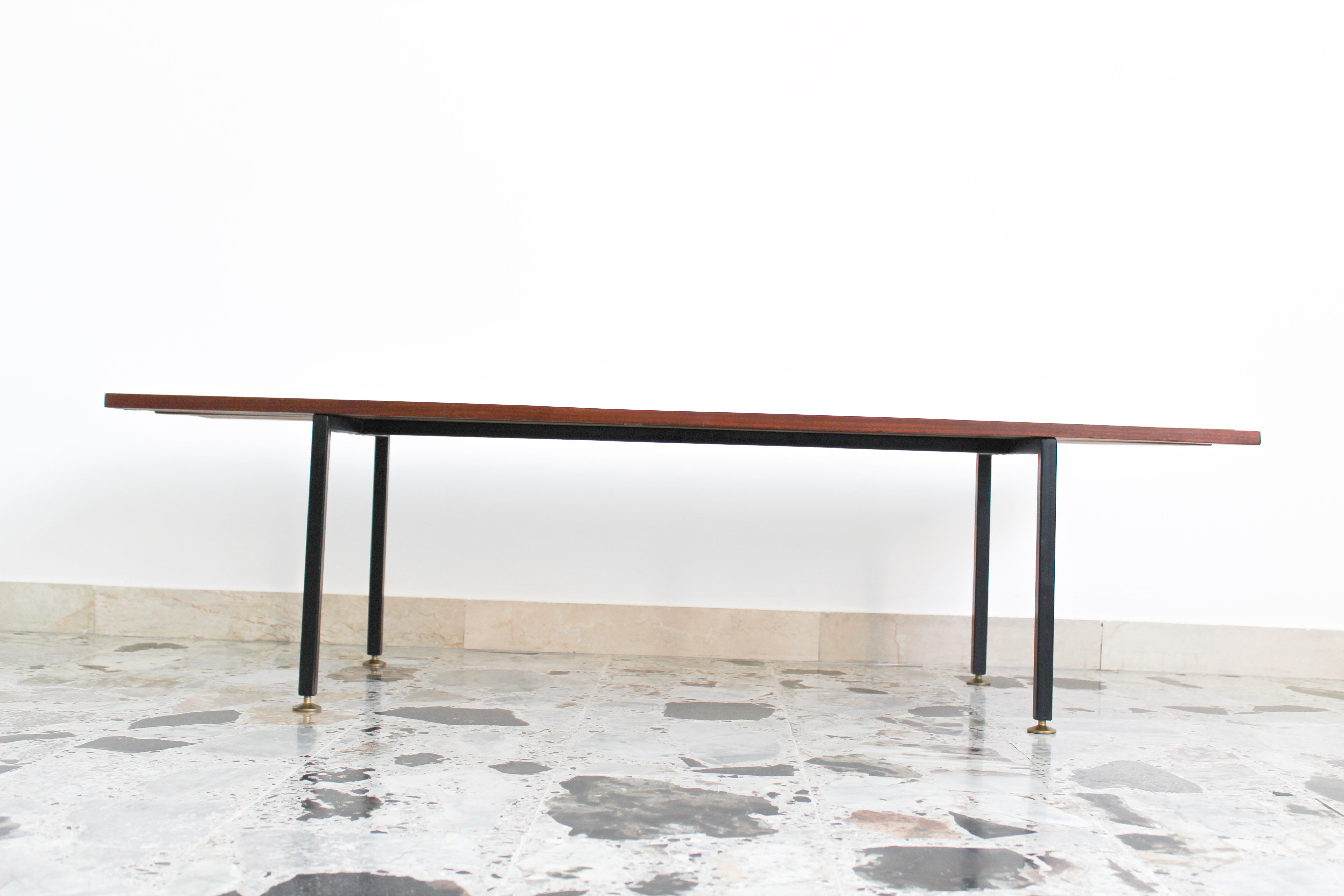 Rosewood and metal bench, Italy 1970s