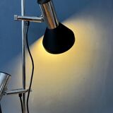Vintage black mid-century floor lamp with two aluminium spots