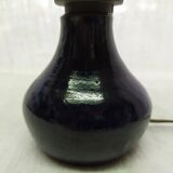 Lampe de chevet base grès émaillée globe verre blanc ancien vintage