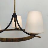 Brass chandelier and white opalines