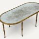 Maison Baguès coffee table in gilded bronze and aged mirror – 1950s