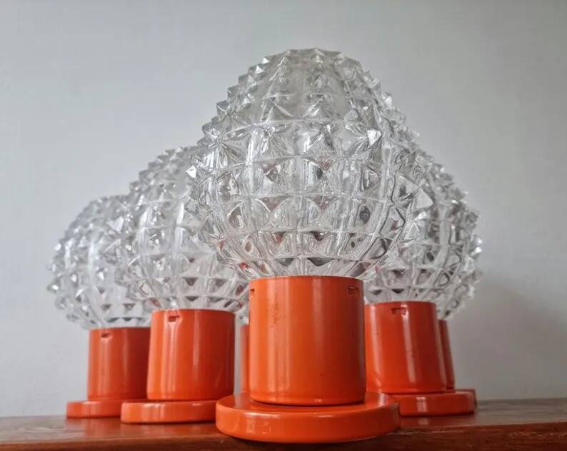 Set of Six Table Midcentury Table Lamps, Kamenicky Senov, 1970s