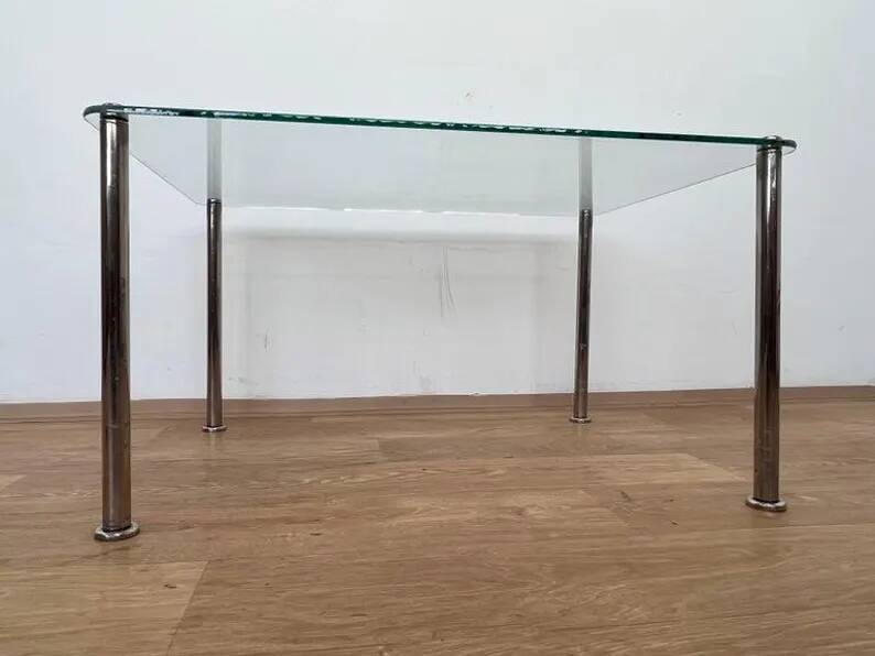Mid century design chrome and glass coffee table - around 1970s