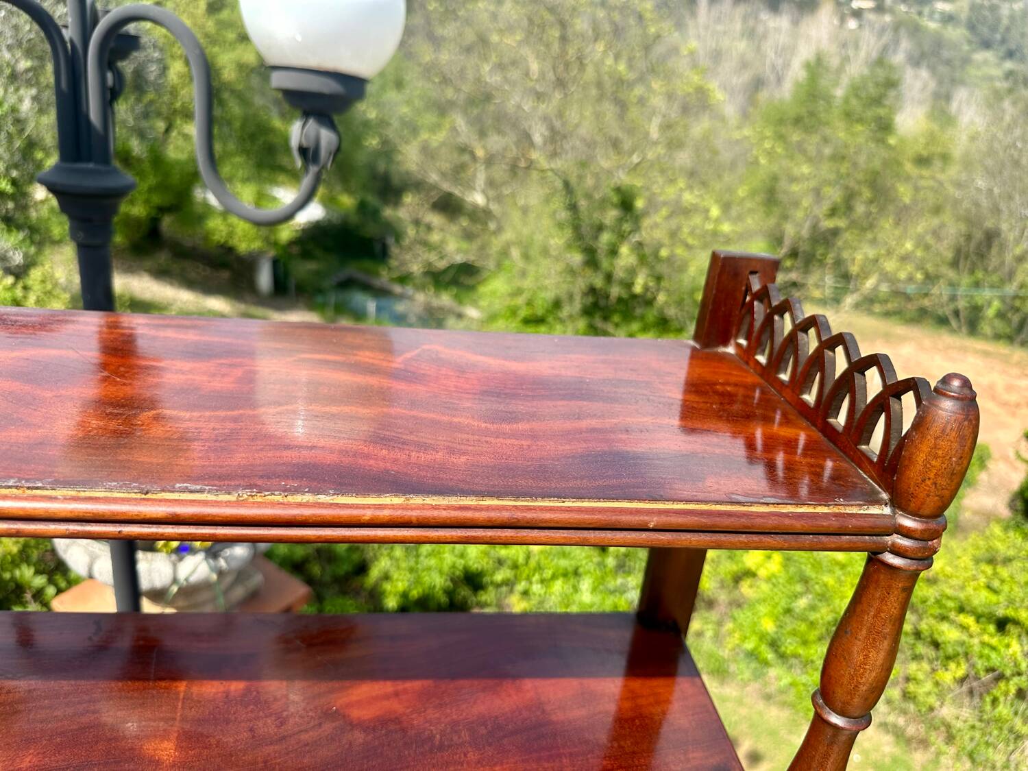 19th century flamed mahogany stepped desk