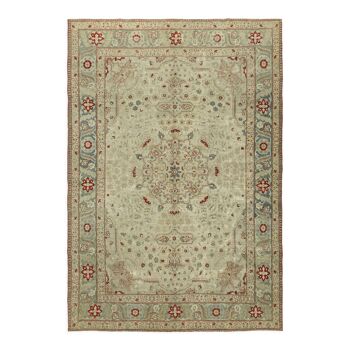 Hand-knotted persian antique 1970s 242 cm x 353 cm beige wool carpet