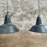 Set old enamel lamps factory lamps blue black