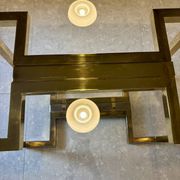 Table à manger Belgo chrome années 70 verre fumé