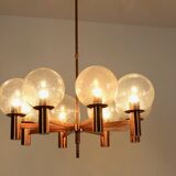 Lustre en cuivre et verre soufflé à la main par Ott International