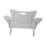 Magazine rack for Roche Bobois in plexiglass and chromed metal, 1970