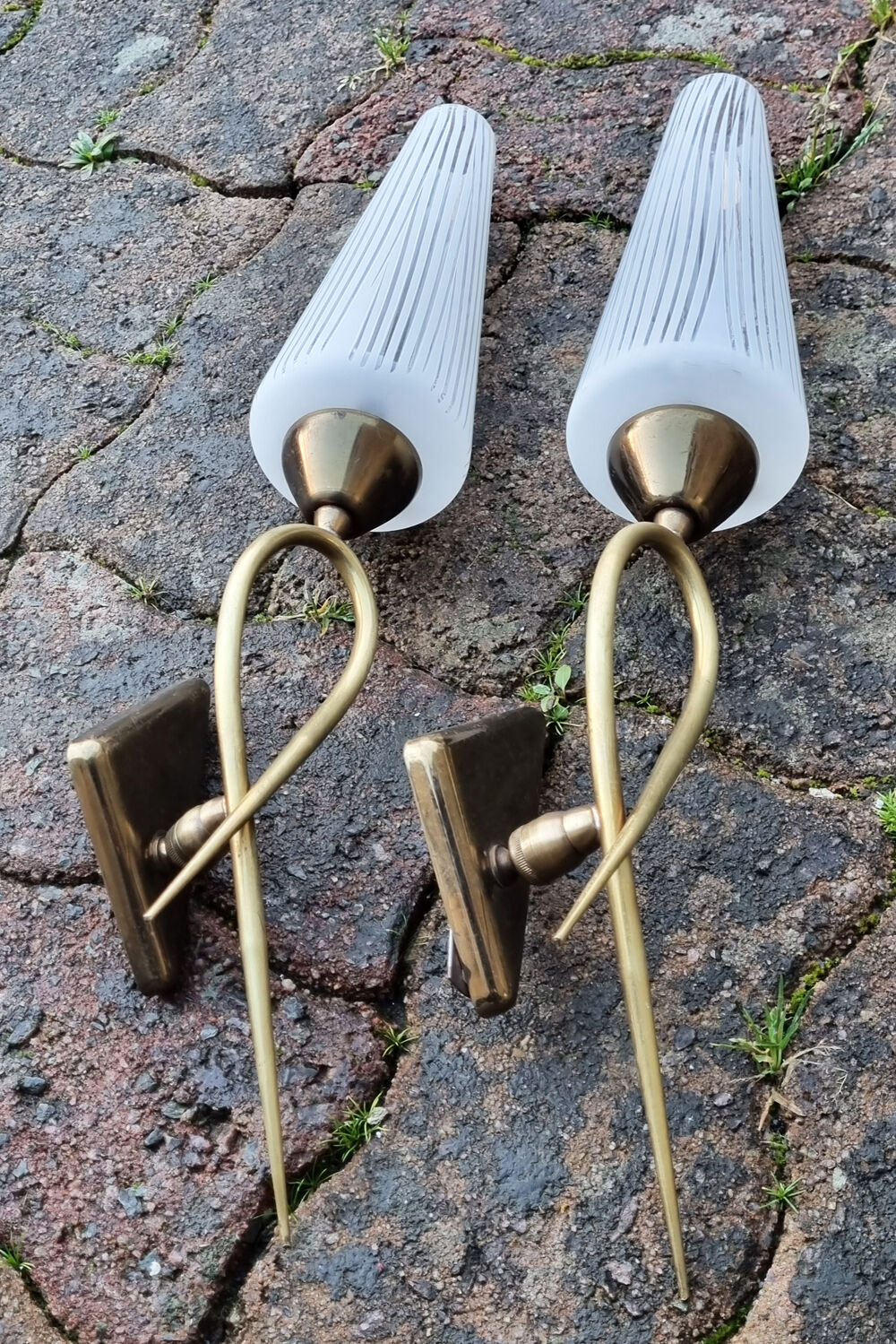 Pair of wall lamps, LUNEL edition, 1961, Paris, vintage 50s, 60s