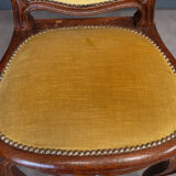 Suite of 6 Louis XV style chairs in walnut nineteenth yellow velvet