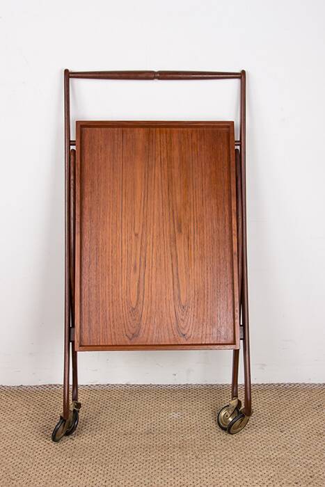 Danish folding teak rolling table, Svend Aage Madsen/Illums Bolhigus.