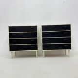 Set of 2 black and white chests of drawers, 1970s