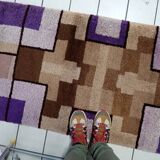 Vintage French Savonnerie runner modernist design 88cm x 259cm - 1970s (1C1201)