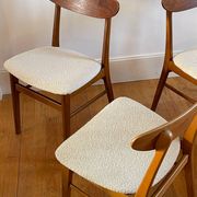 Vintage Farstrup 210 Scandinavian chairs in stained beech and teak.