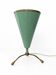 Small Conical Tripod Lamp in Sage Green and Brass Stilnovo Style 1950