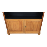 Large waxed pine bookcase with two doors