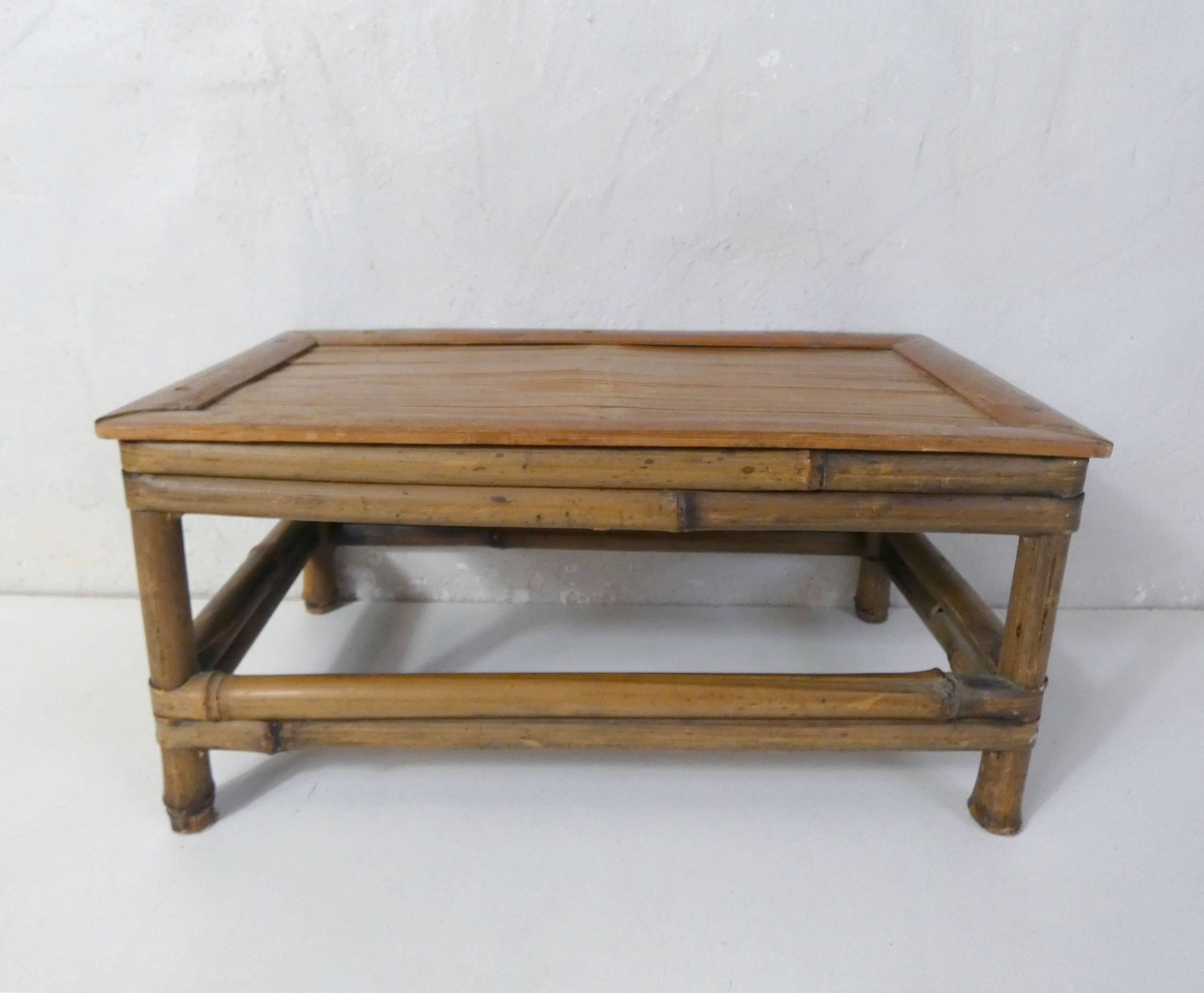 old small bamboo bench vintage step