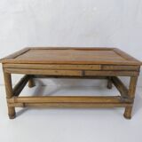 ancien petit Banc en bambou marche pied vintage