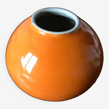 Vase en céramique orange, années 70