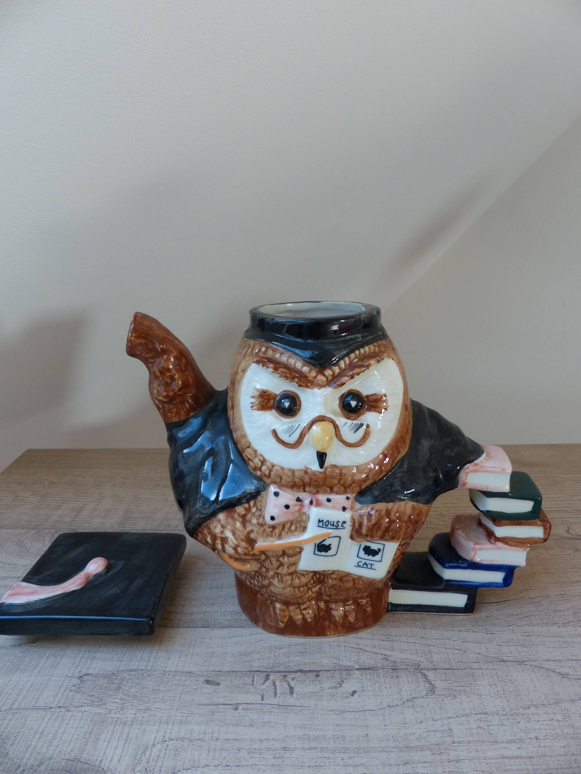 Ancienne théière décorative chouette hibou Savant Céramique
