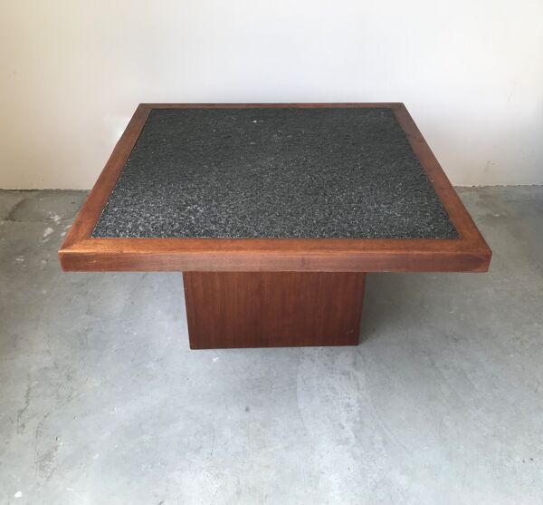 Table basse carrée en granit, circa 1980