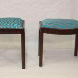 Pair of 50/60 design stools, jacquard fabric.