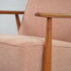 Renovated vintage armchair corduroy pink