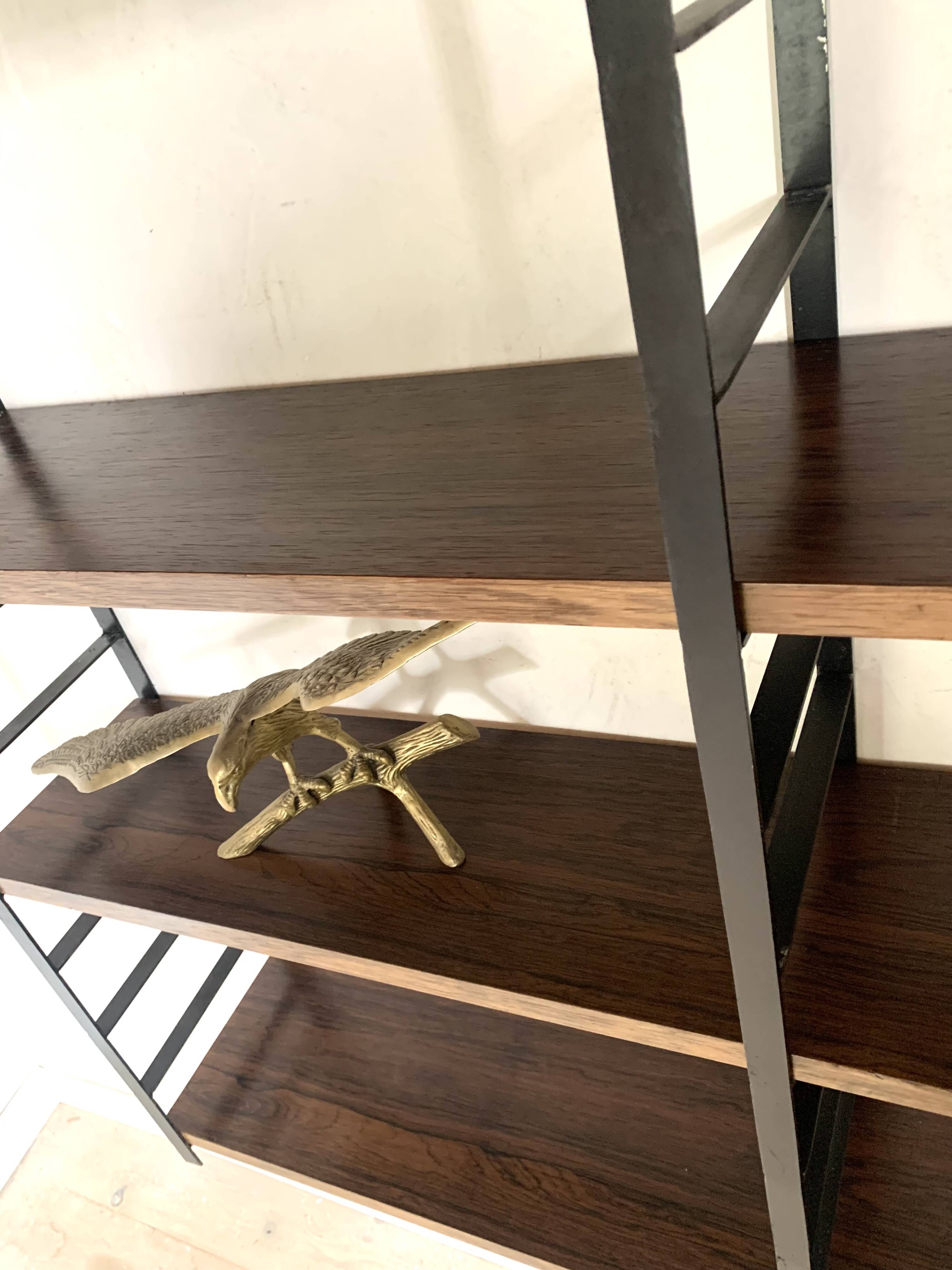 Vintage wall-mounted bookcase shelves in Rio rosewood