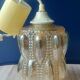 Suspension bulles en verre ambré irisé vintage années 70 forme tube