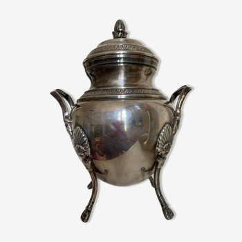 Silver metal sugar bowl J Noé / covered pot style empire Napoleon III