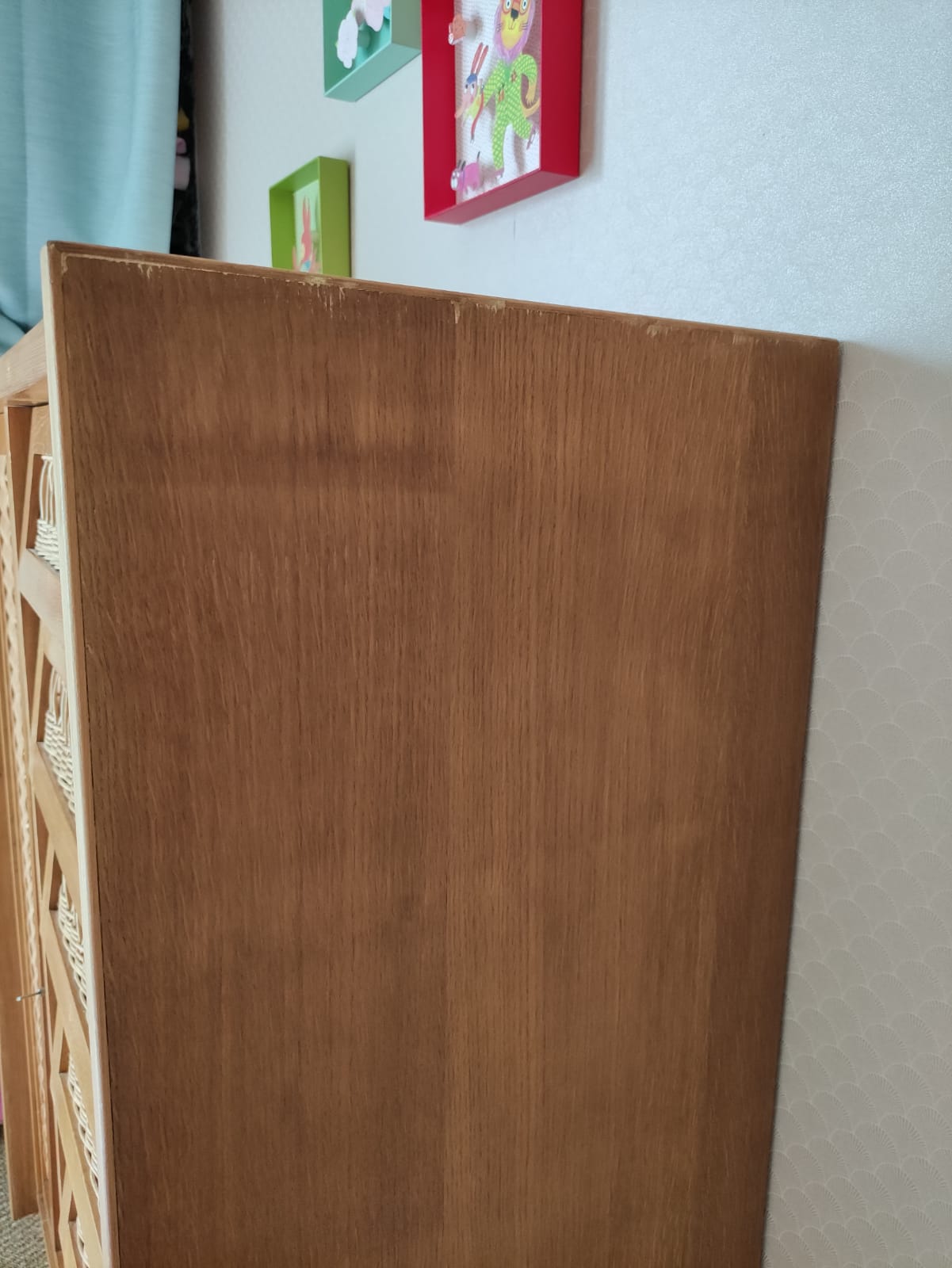 Vintage wood and rattan cabinet