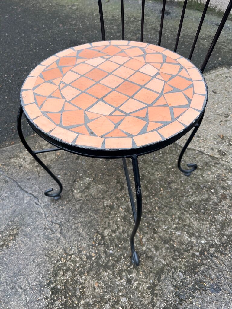 Set of 4 terracotta ceramic mosaic chairs