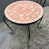 Set of 4 terracotta ceramic mosaic chairs