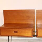 Floating bedside tables in teak veneer - Belgium - 1960's