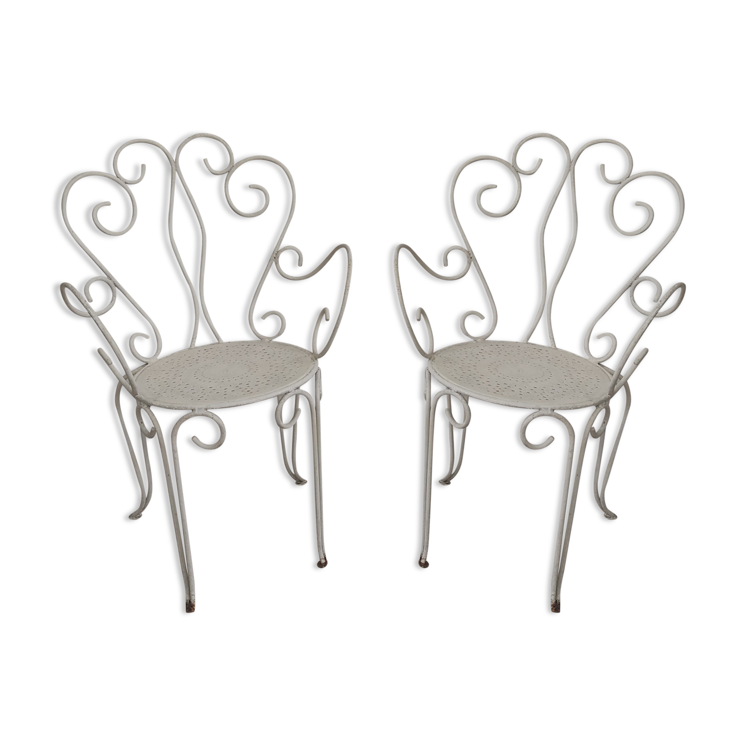 Pair of wrought iron garden chairs