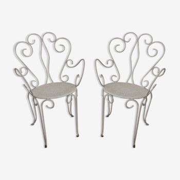 Paire de fauteuils de jardin en fer forgé