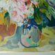 Framed floral oil painting, peony vase