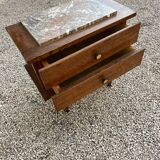 Vintage marble and oak bedside table 1950