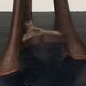 Chaise de bureau rotative nautique antique en teck, fer et cuir