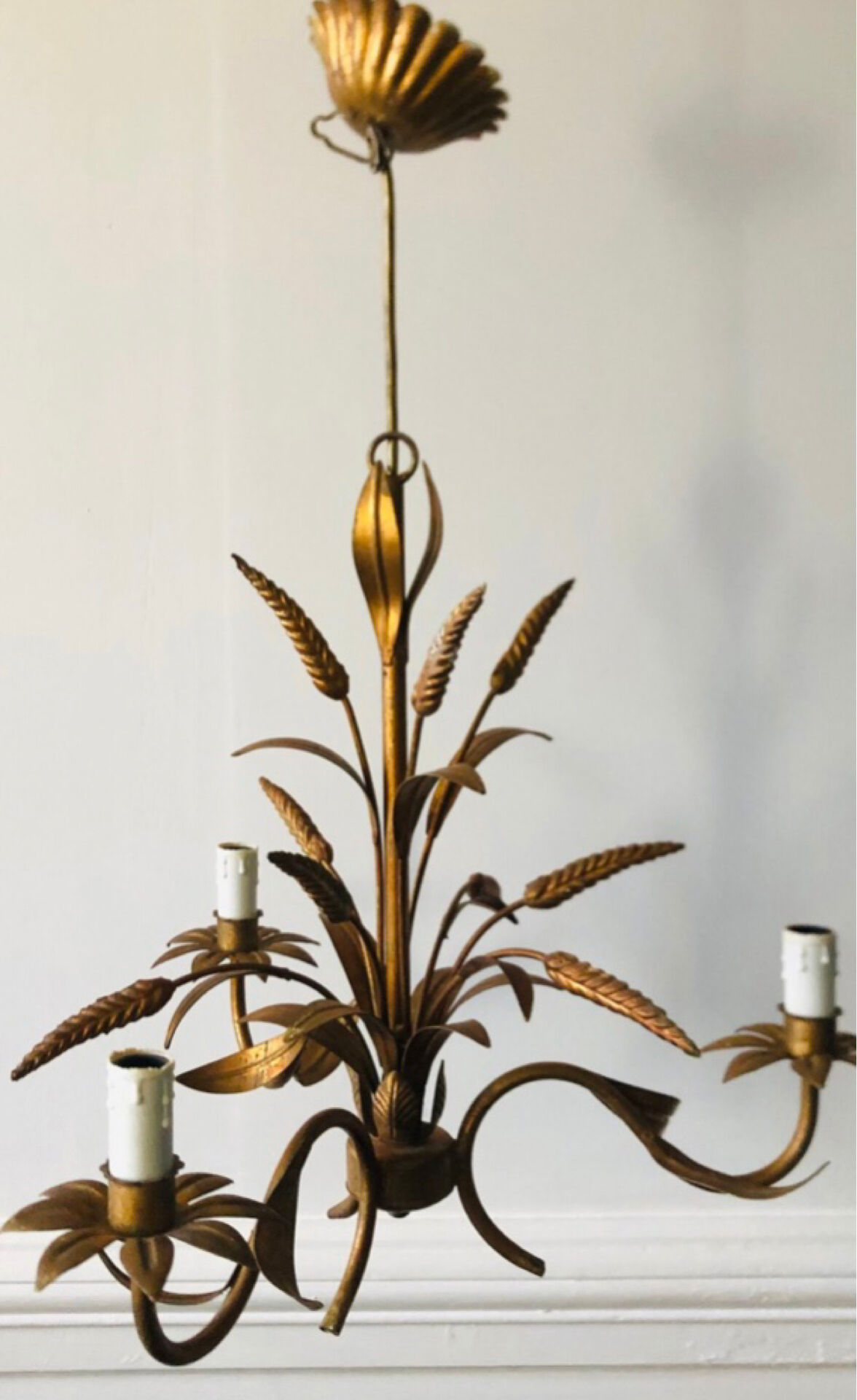 Florentine chandelier in wheat ear style by Hans Kögl Hollywood Regency
