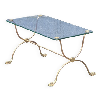 Jansen house style coffee table (glass and brass) fish foot