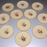 Eleven vintage plates in fine earthenware from Longchamp, Padua model.