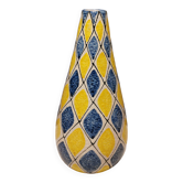 Vase italien à motif Arlequin dans un beau jaune/bleu
