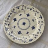Assiette en porcelaine blanche motif bleu floral