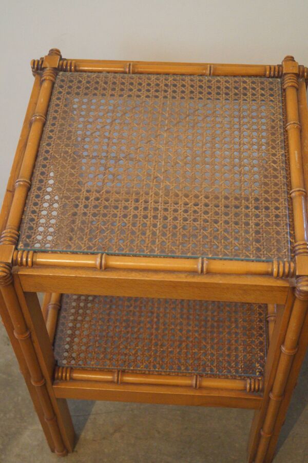 Table d'appoint façon bambou en bois 1960