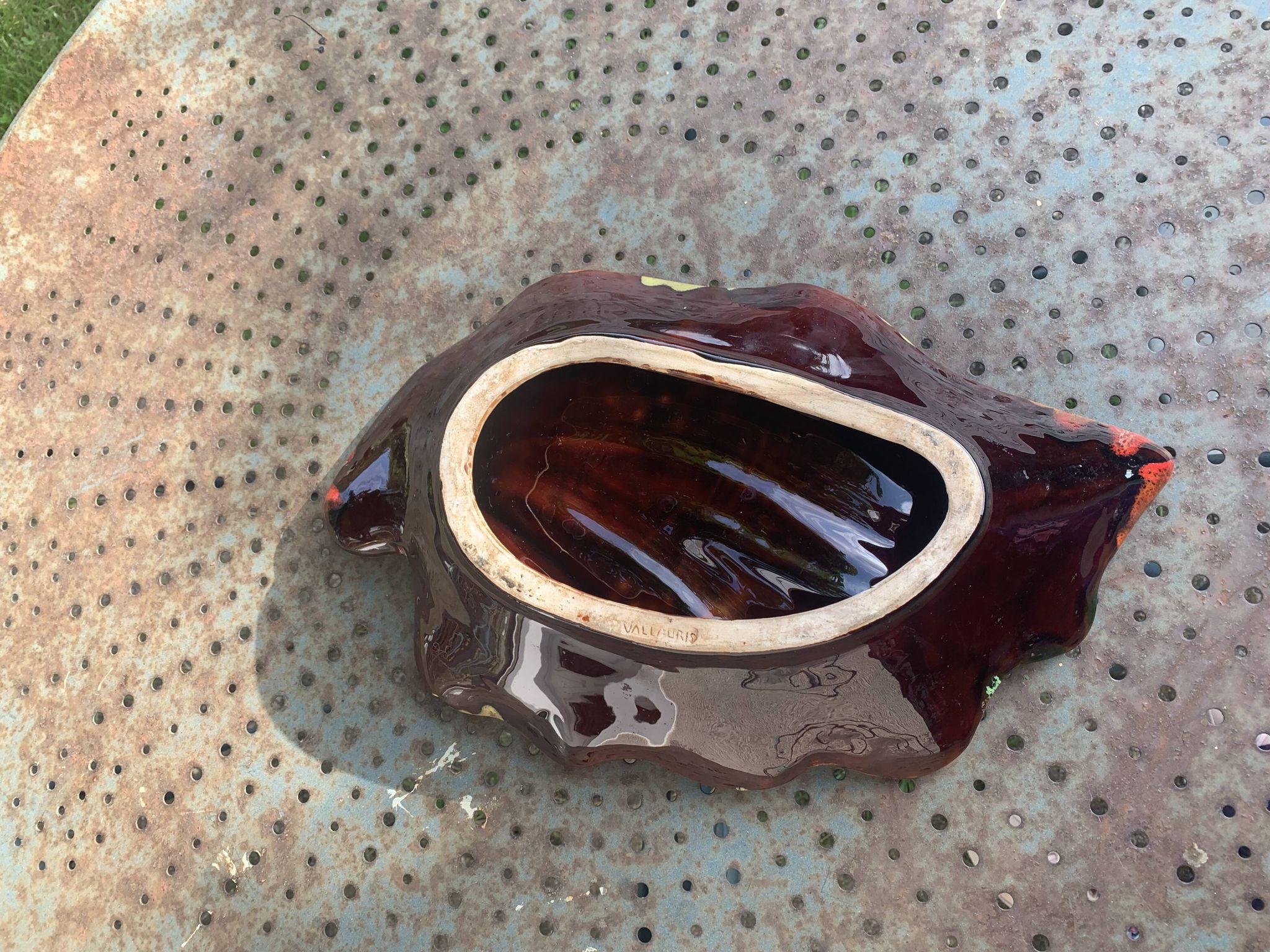 Fruit bowl in glazed ceramic stamped Vallauris, vintage 1960