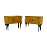 Pair of nightstands Vintage Retro Design in 1960 Blond Walnut